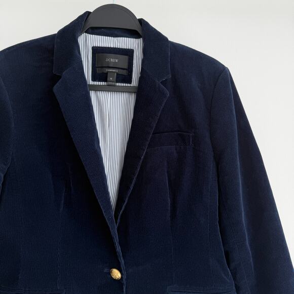 J Crew Campbell Blazer 12 Navy Corduroy Equestrian Preppy Old Money Heritage - Picture 9 of 15